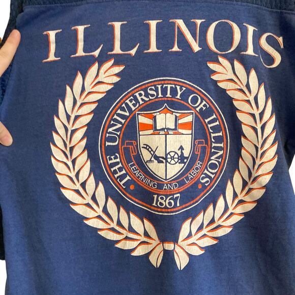 Artex University Illinois Raglan Jersey Collegiate Single Stitch Tshirt Sz Small - Picture 8 of 16
